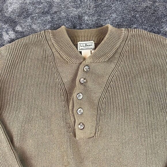 SOLD Vtg LL Bean Fisherman Heavy Knitted Sweater Half Button Pullover Men's XL - Picture 2 of 10